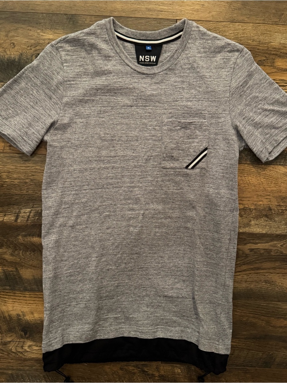 RARE Nike Sportswear NSW Made In Italy Toggle Hem Pocket T-Shirt Gray Size M